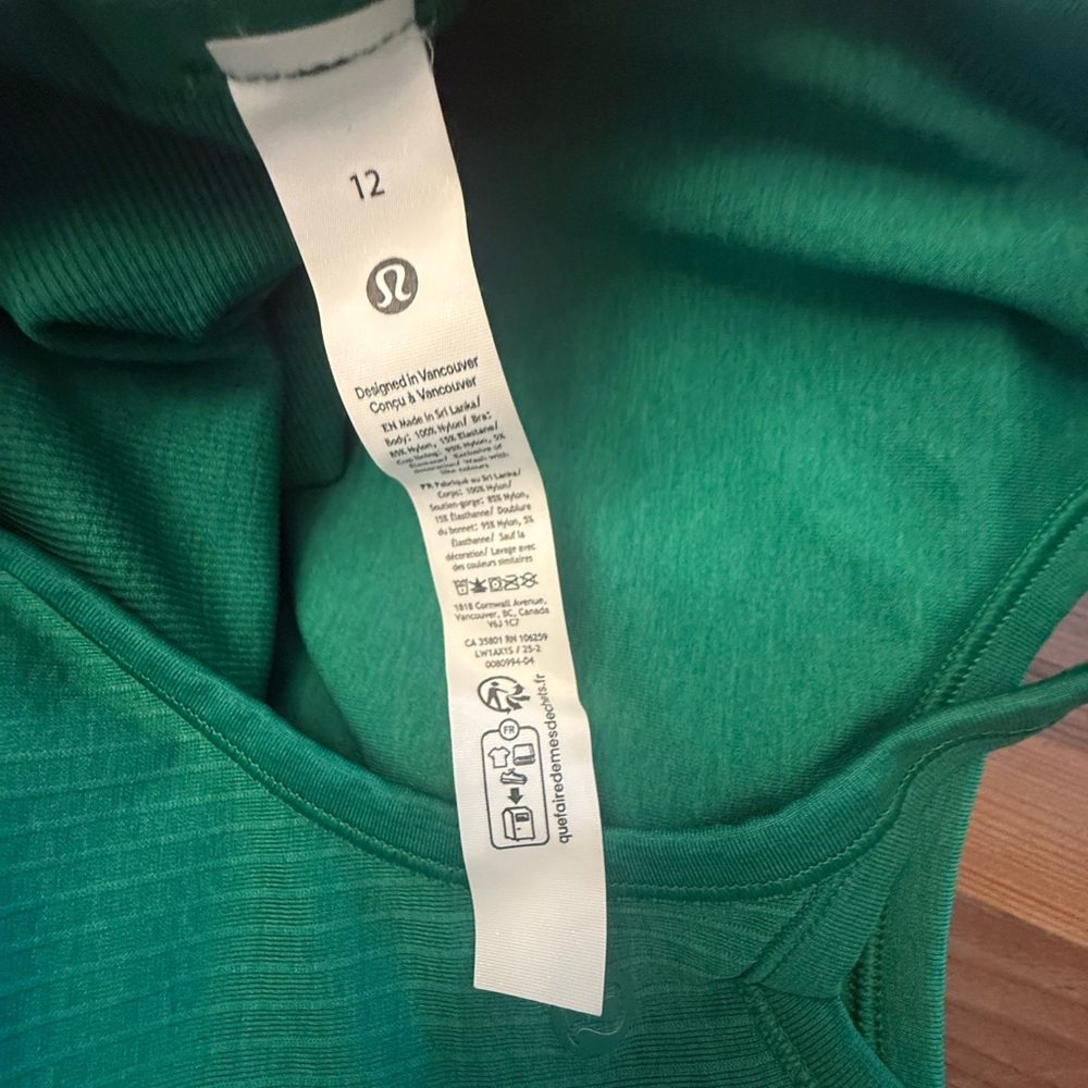 Women’s Lululemon Ebb To Street Green Tank Top Size 12 - Picture 5 of 7